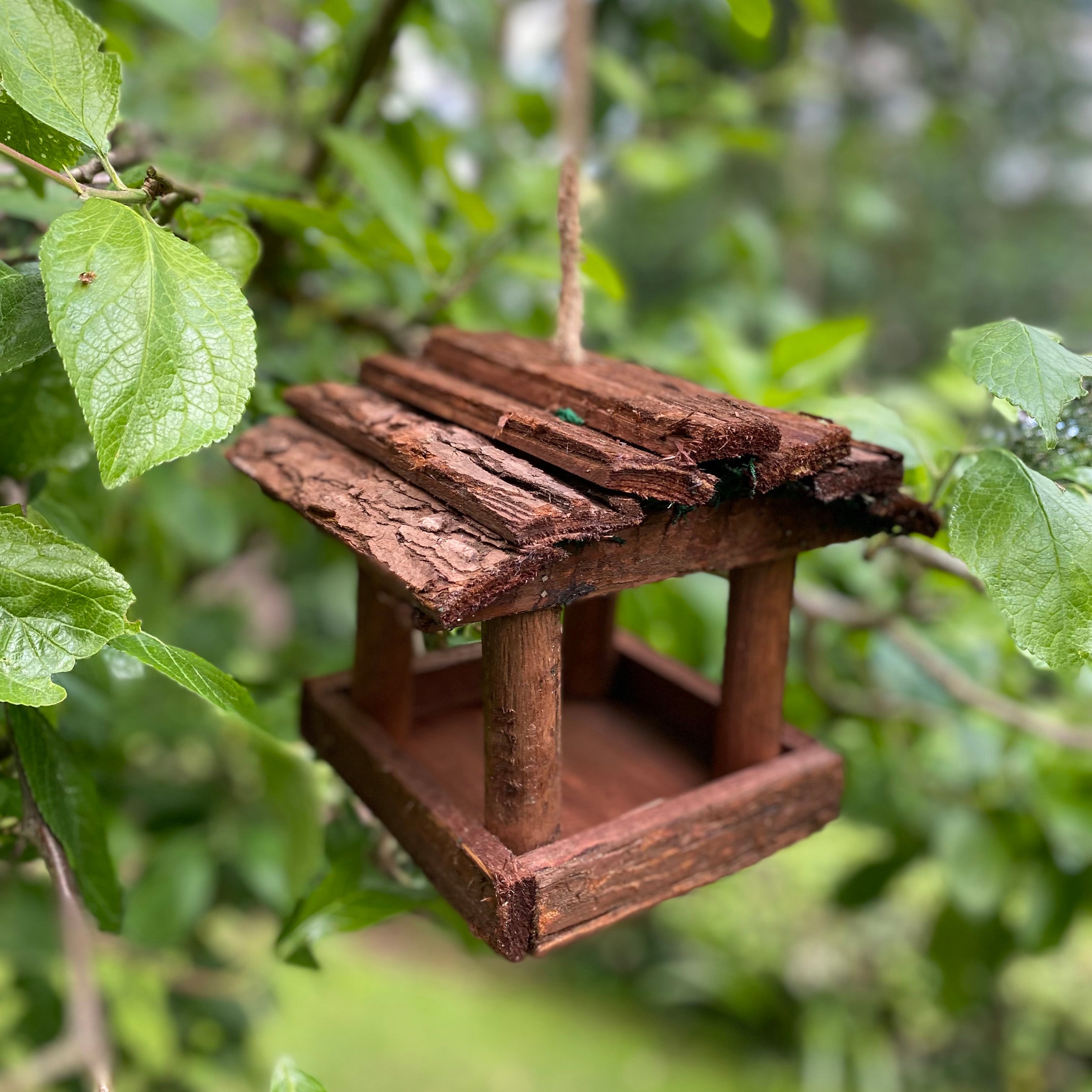 Hanging Wooden Bird Table Feeder & Love Bird Nest Box Set