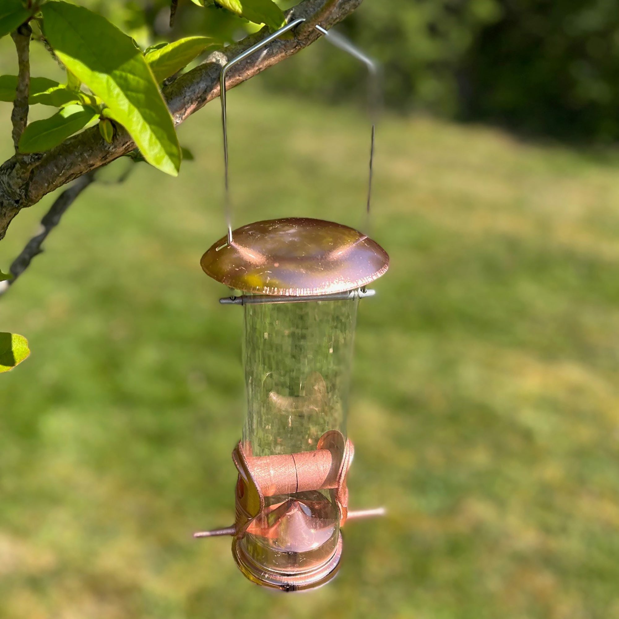 Copper Style Hanging Bird Seed Feeders with 2 Feeding Ports (Set of 2)