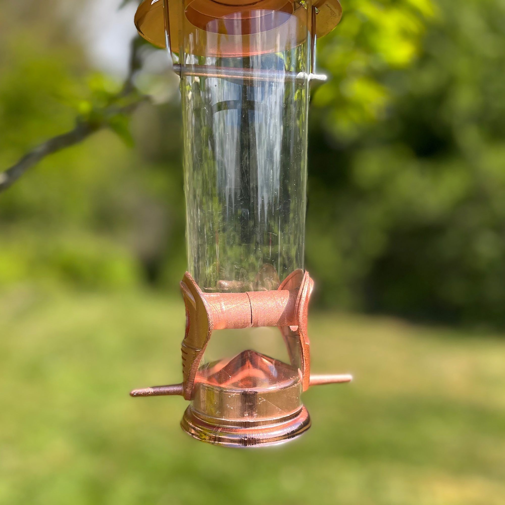 Copper Style Hanging Bird Seed Feeders with 2 Feeding Ports (Set of 2)