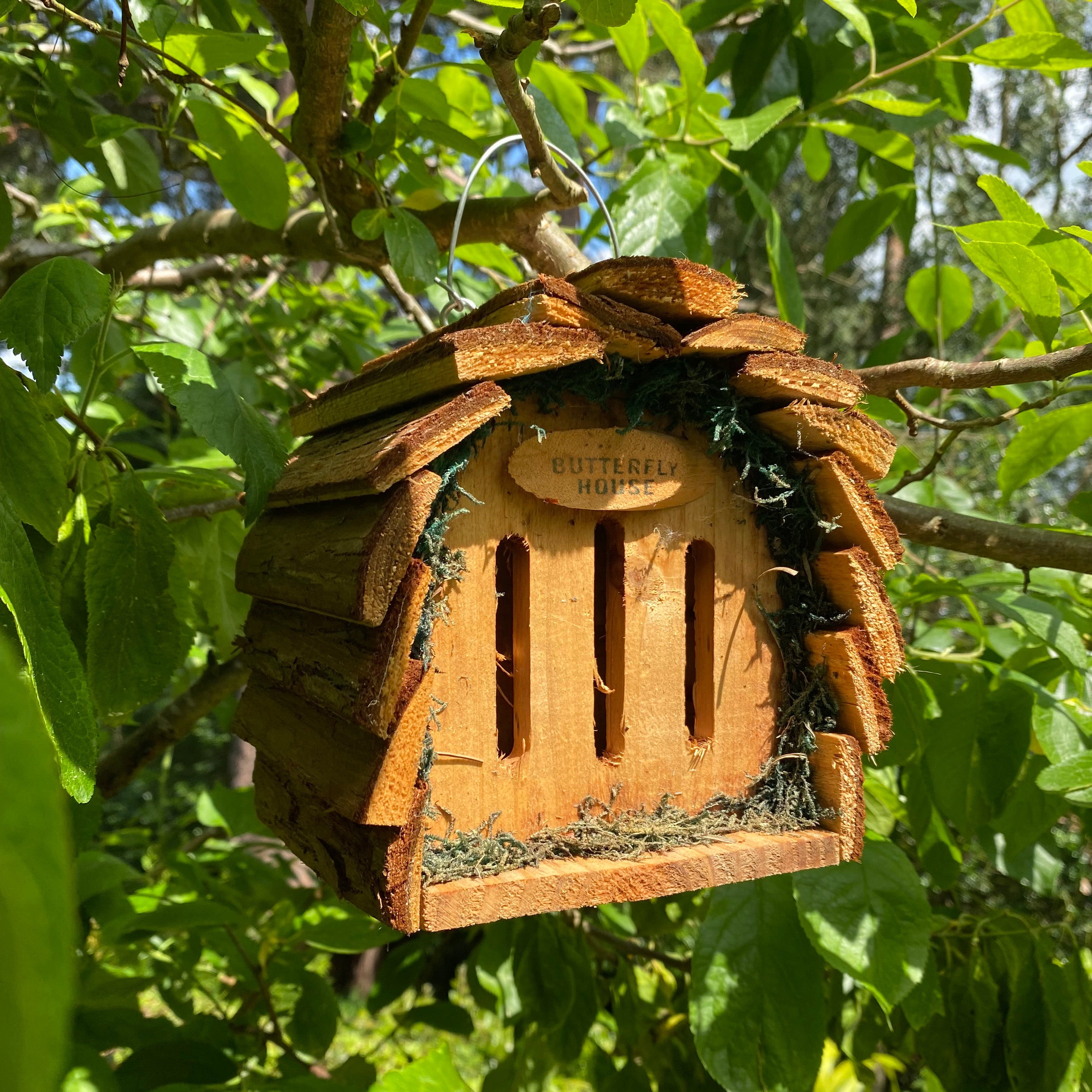 Wooden Hanging Butterfly Houses Garden Bug Houses (Set of 2)