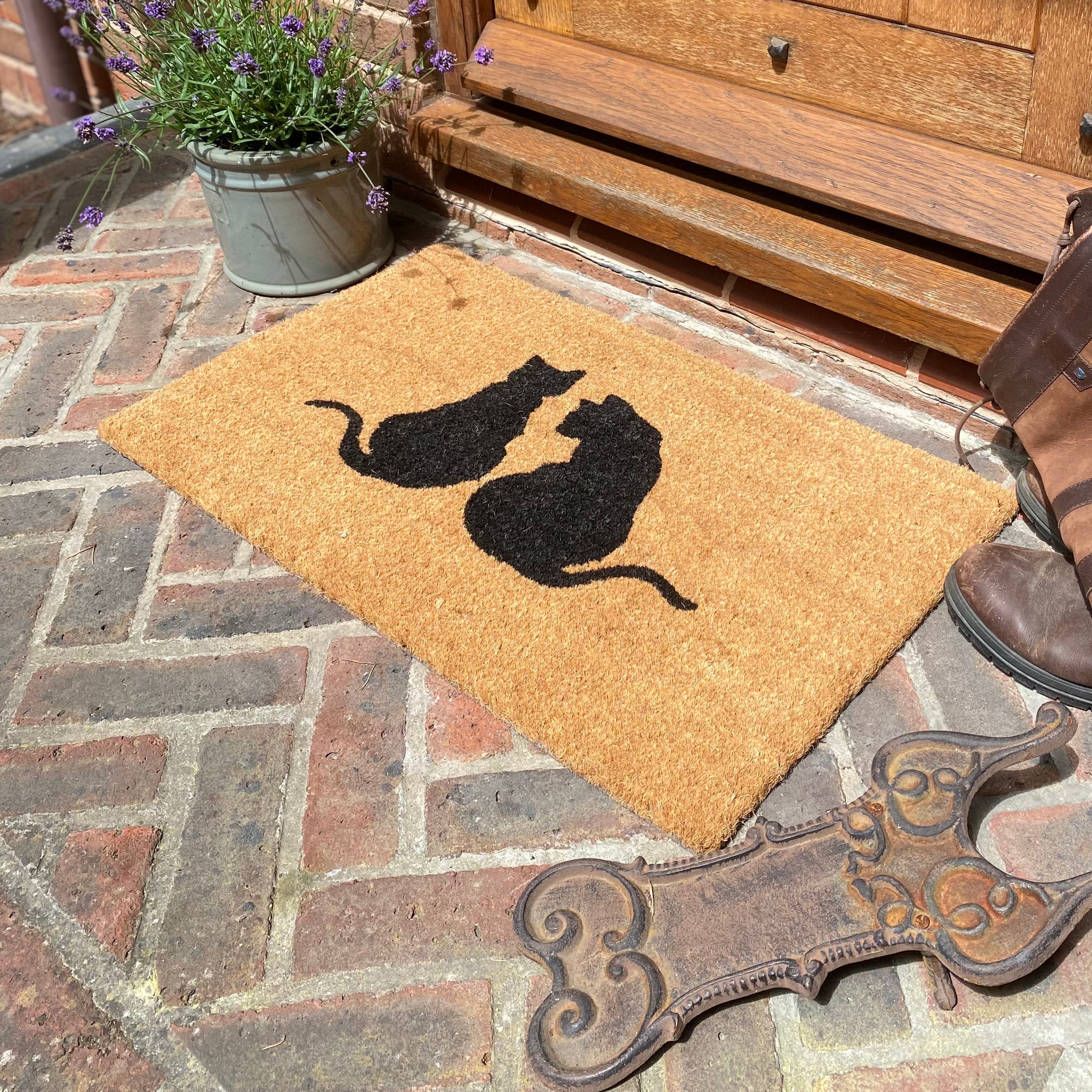 Cat Silhouette Design Print Indoor & Outdoor Coir Doormat