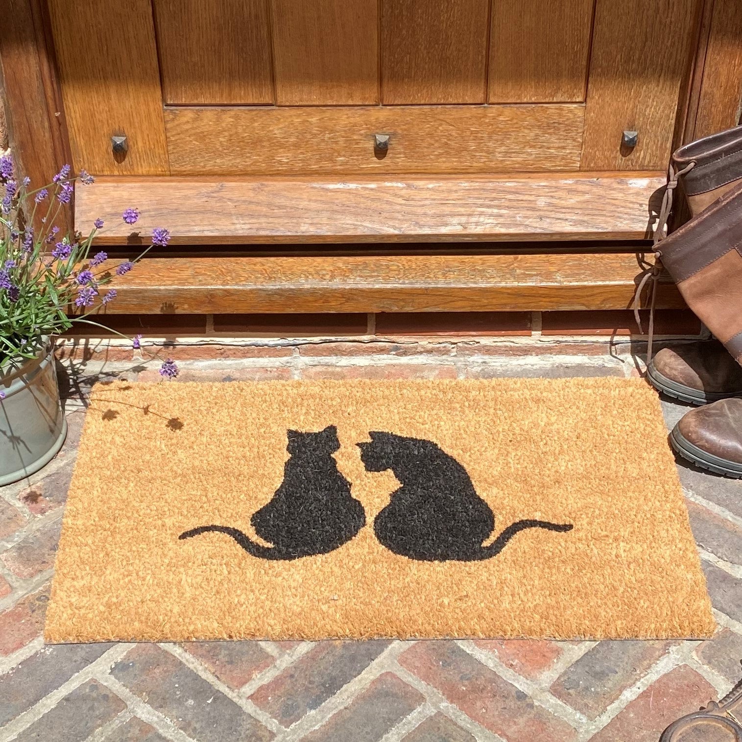 Cat Silhouette Design Print Indoor & Outdoor Coir Doormat