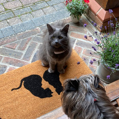 Cat Silhouette Design Print Indoor & Outdoor Coir Doormat