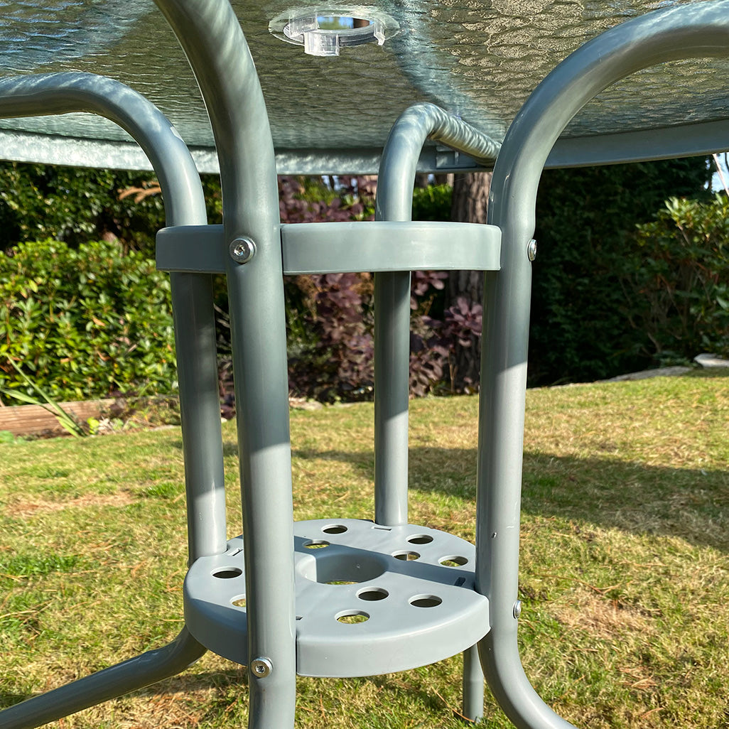 Tresco 6 Piece Metal Garden Furniture Set with Folding Chairs and Parasol
