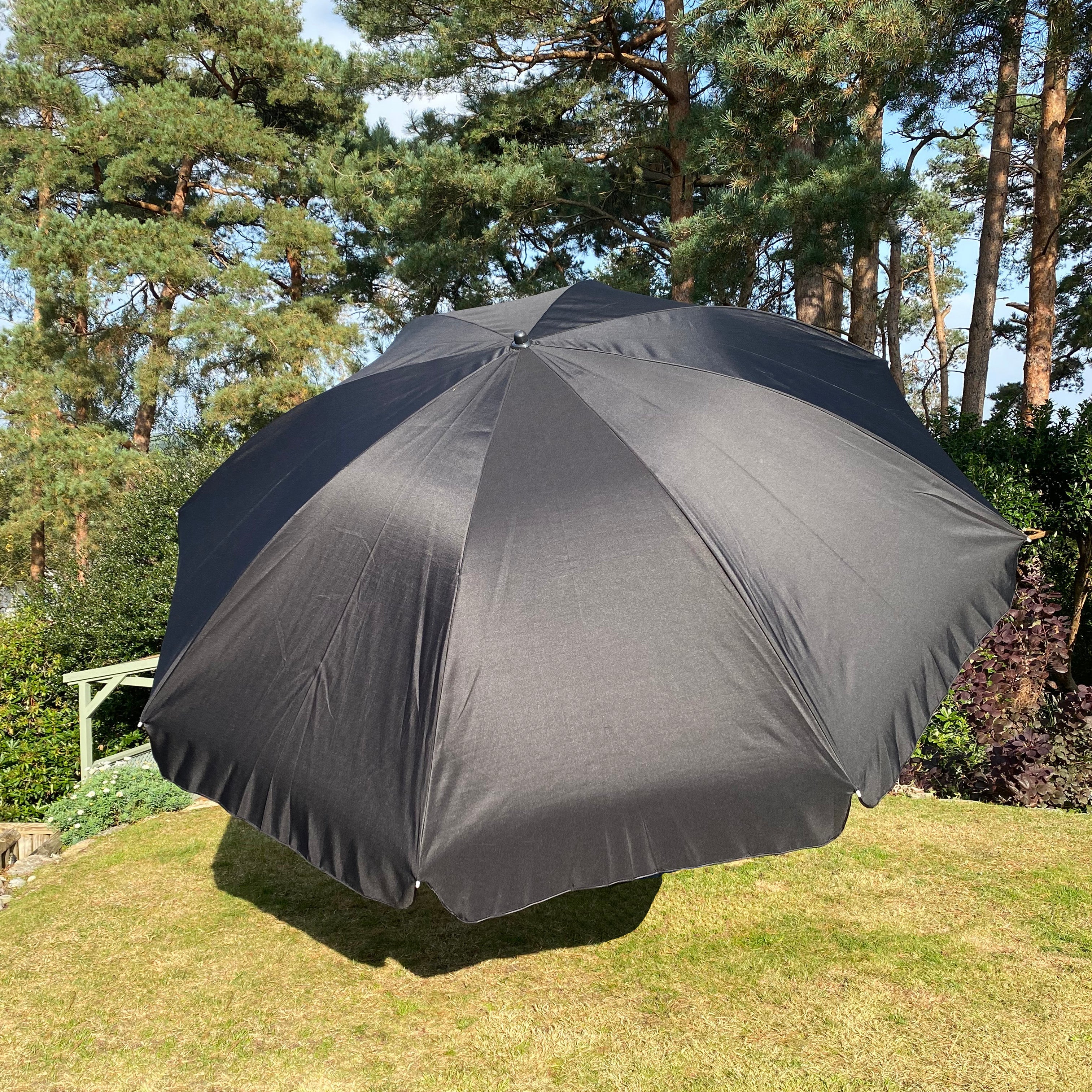 Black Garden Parasol with Metal Pole (2.5m Wide)