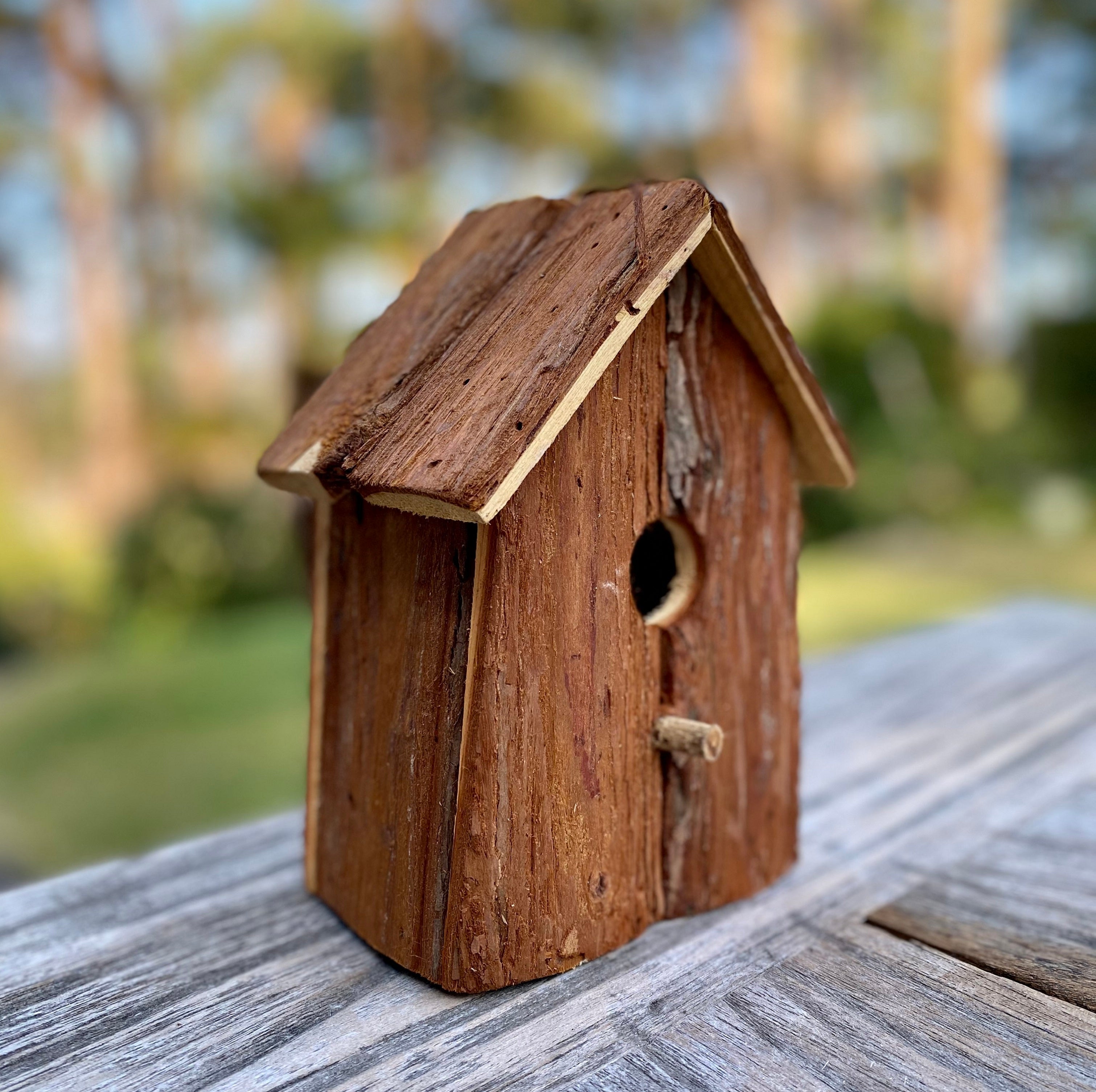 Rustic Barkwood Birdhouse Nest Box (Set of 2)