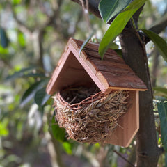 Woven House Martin Bird Rounded Cup Nester with Roof