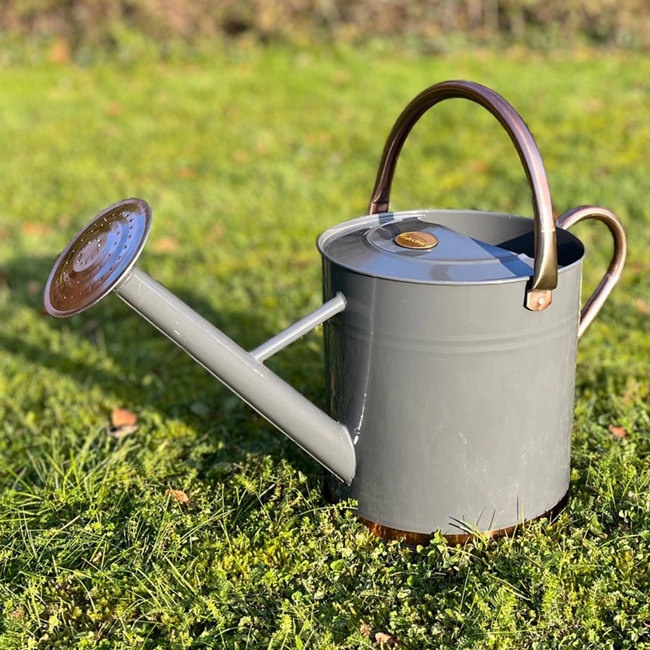 French Grey & Copper Metal Watering Can (9 Litre)