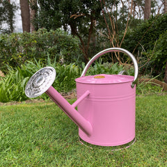 Pink & Chrome Metal Watering Can (9 Litre)