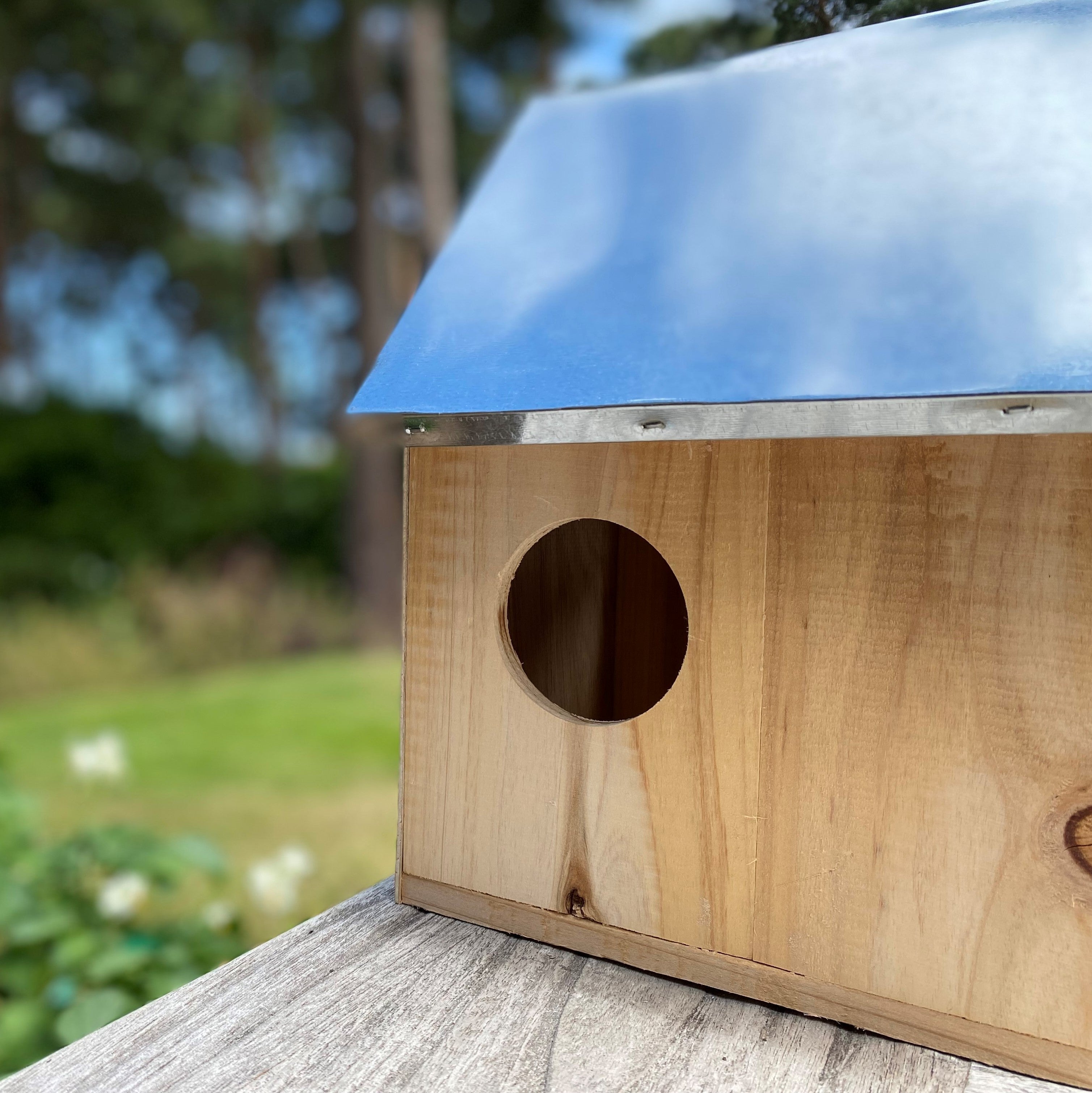 Wooden Garden Squirrel Nest Box House With Metal Roof - Pack of 2