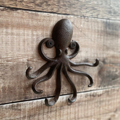 Cast Iron Octopus Shaped Wall Hook Rack with 2 Hooks