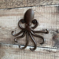 Cast Iron Octopus Shaped Wall Hook Rack with 2 Hooks (Set of 2)