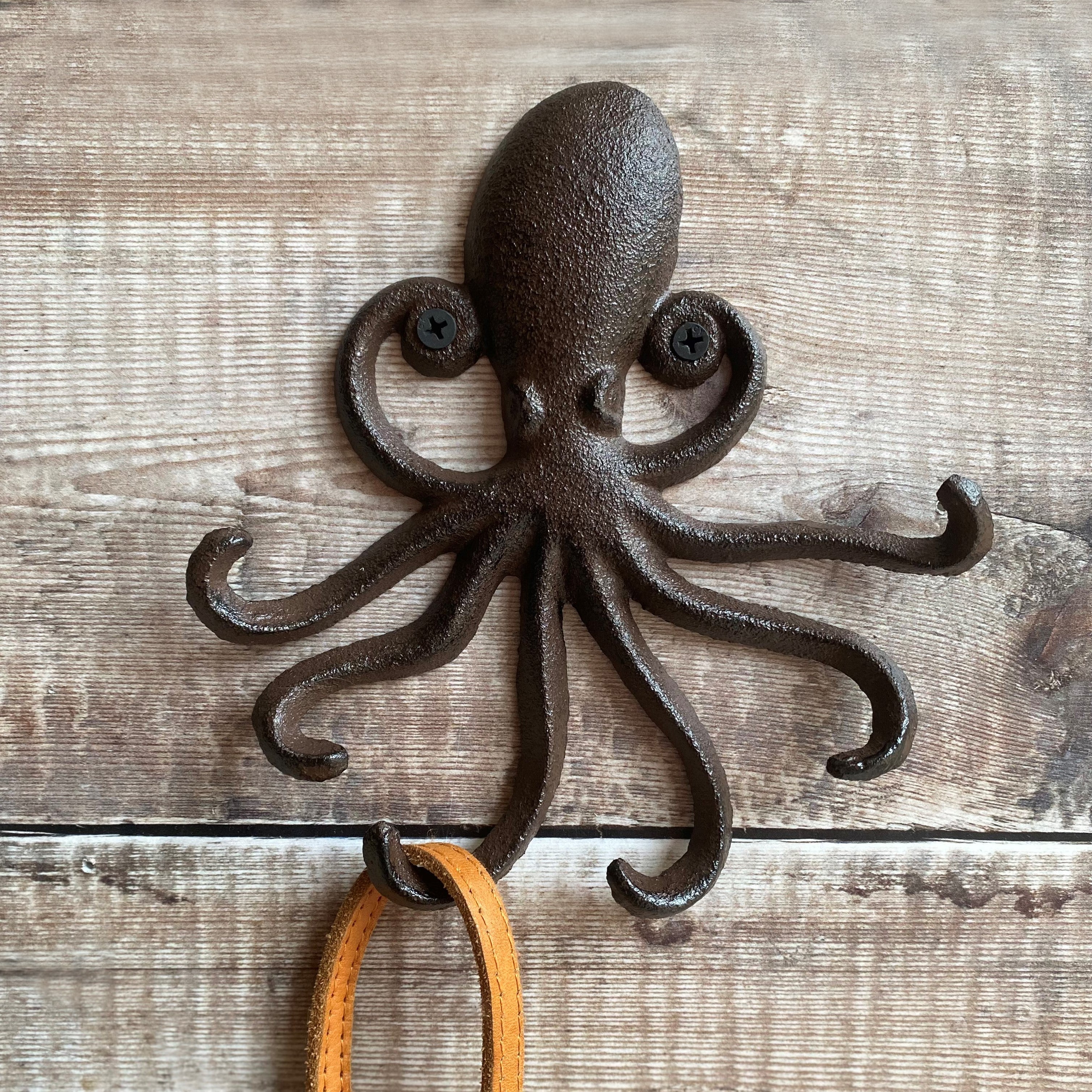Cast Iron Octopus Shaped Wall Hook Rack with 2 Hooks (Set of 2)