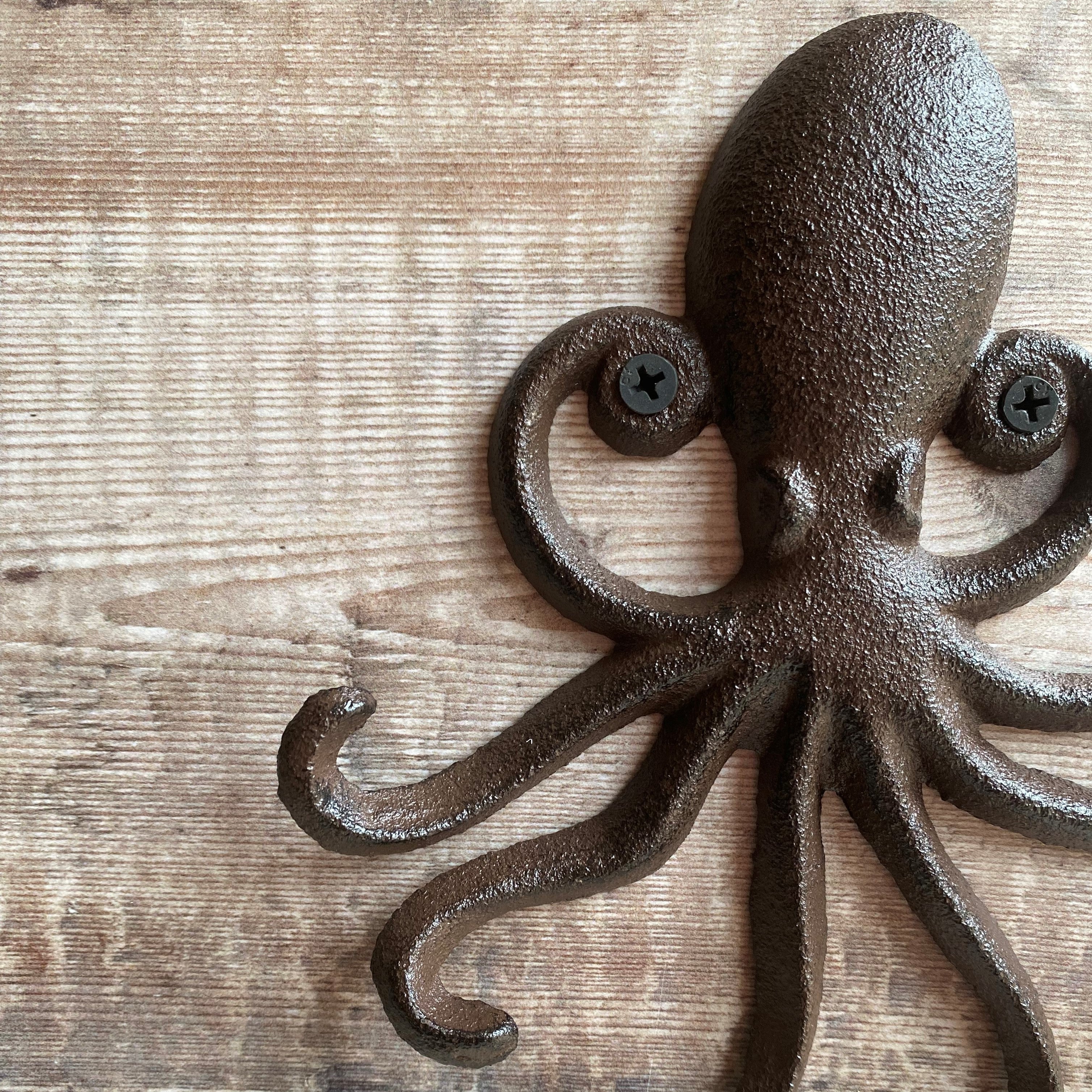 Cast Iron Octopus Shaped Wall Hook Rack with 2 Hooks (Set of 2)