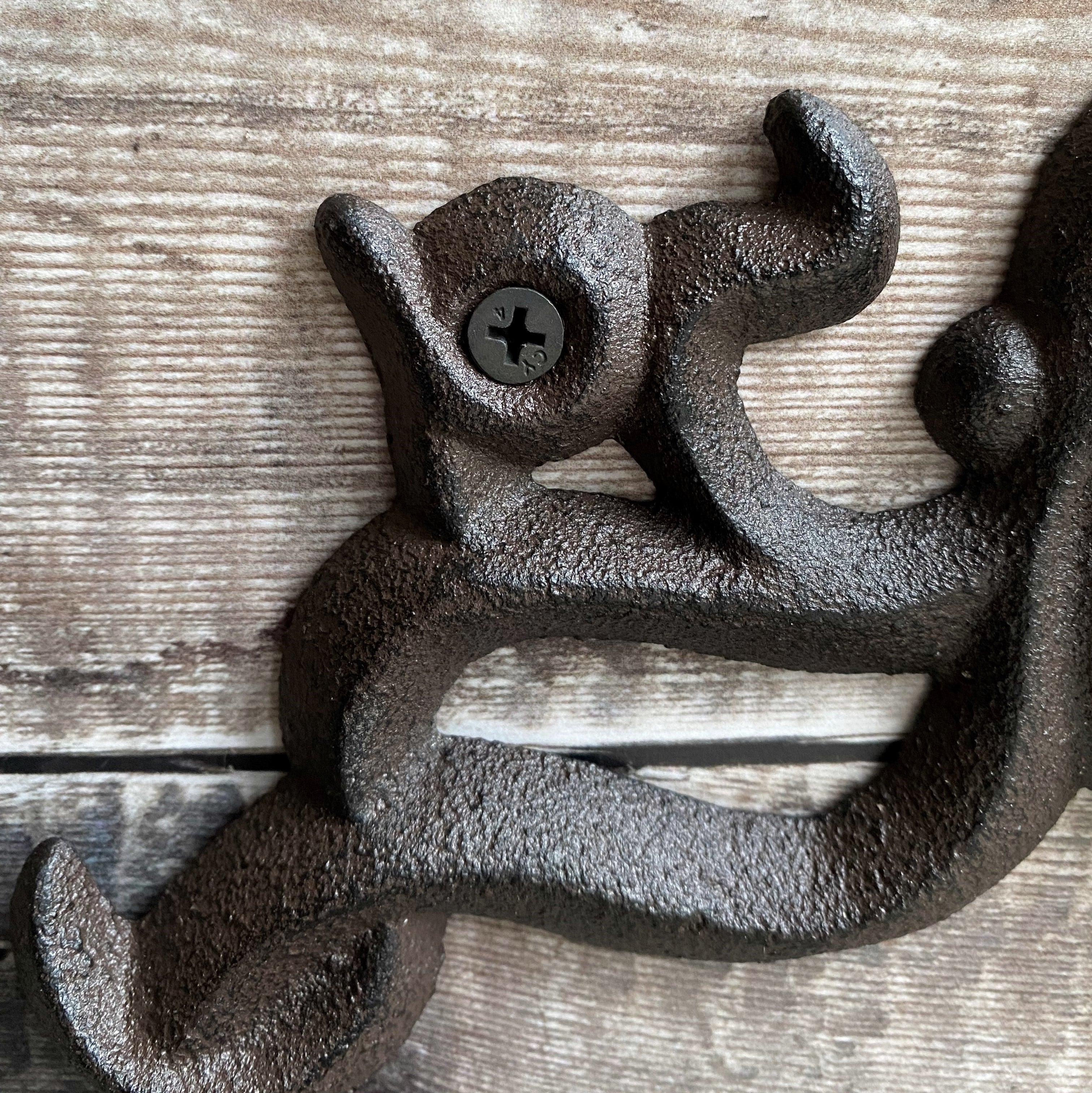 Cast Iron Octopus Shaped Loo Roll Holder Store, Wall Dispenser and Wall Hook Set