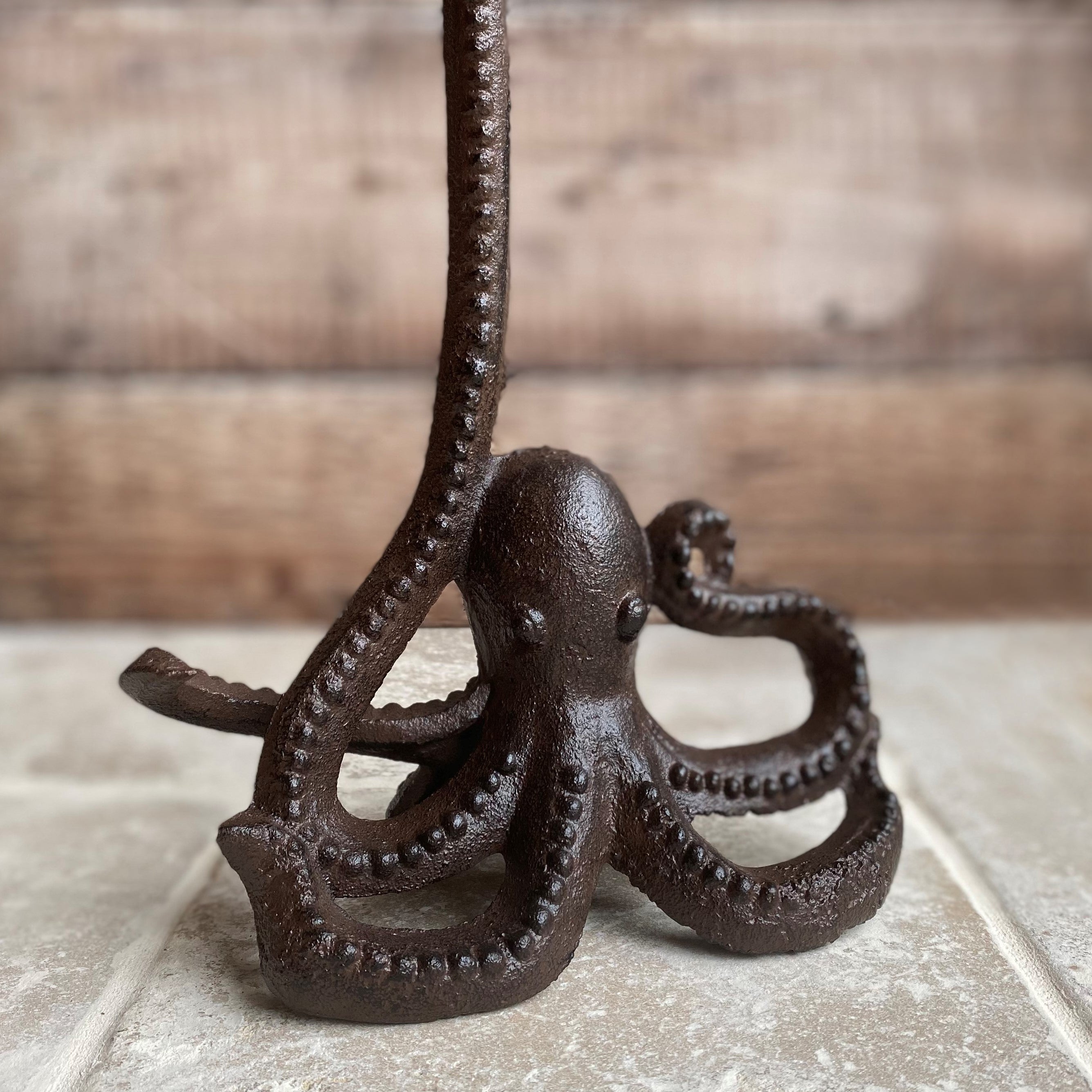 Cast Iron Octopus Shaped Loo Roll Holder Store, Wall Dispenser and Wall Hook Set