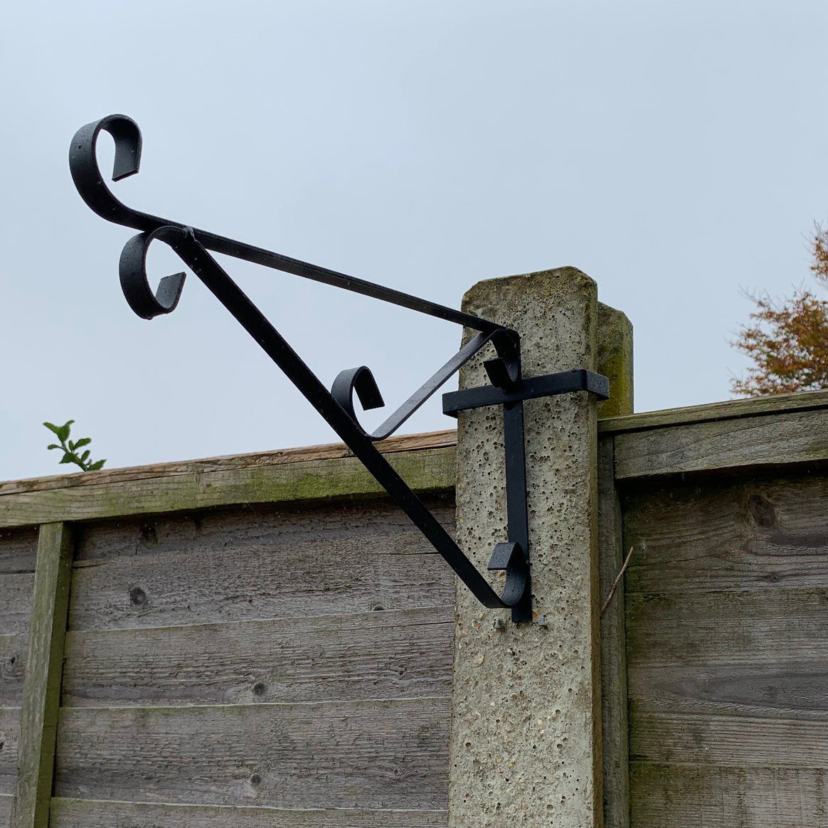 Ornate Hanging Basket Brackets for Concrete Garden Fence Posts - Pack of 8