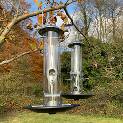 Heavy Duty Aluminium Bird Seed Feeder with Seed Catcher Tray (Set of 2)