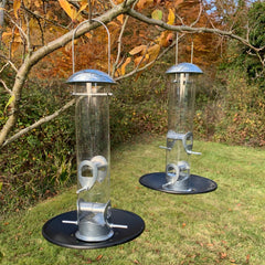 Heavy Duty Aluminium Bird Seed Feeder with Seed Catcher Tray (Set of 2)