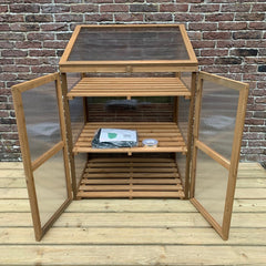 Wooden Framed Polycarbonate Growhouse with Waterproof Cover and 20m Repair Tape