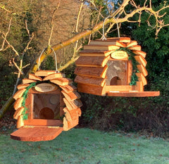 Wooden Hanging Garden Squirrel Feeders with Platform (Set of 2)