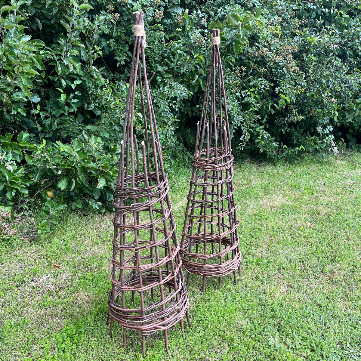 Rustic Willow Garden Obelisk Plant Support for Climbers (1.15m high) - Pack of 2