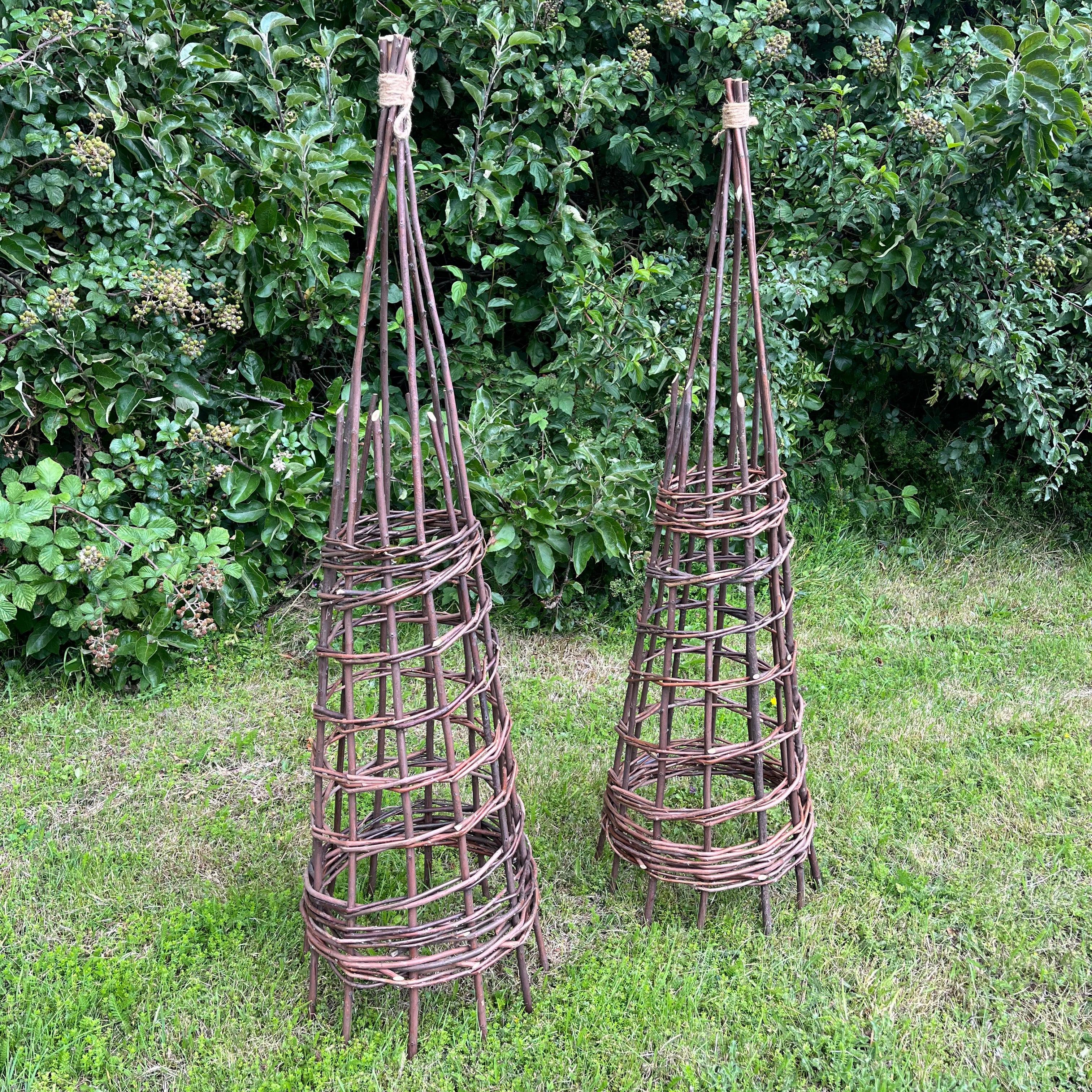 Rustic Willow Garden Obelisk Plant Support for Climbers (1.15m high) - Pack of 2