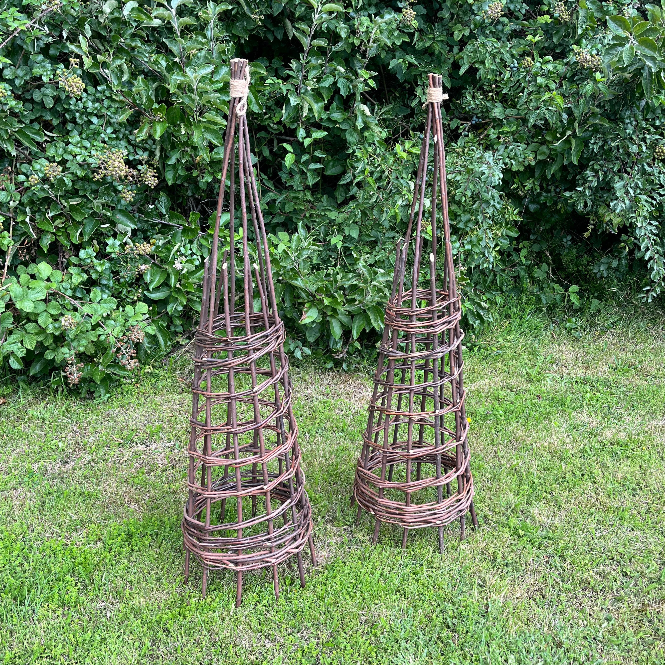 Rustic Willow Garden Obelisk Plant Support for Climbers (1.15m high) - Pack of 2