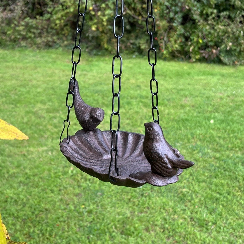 Hanging Cast Iron Garden Bird Bath Feeder