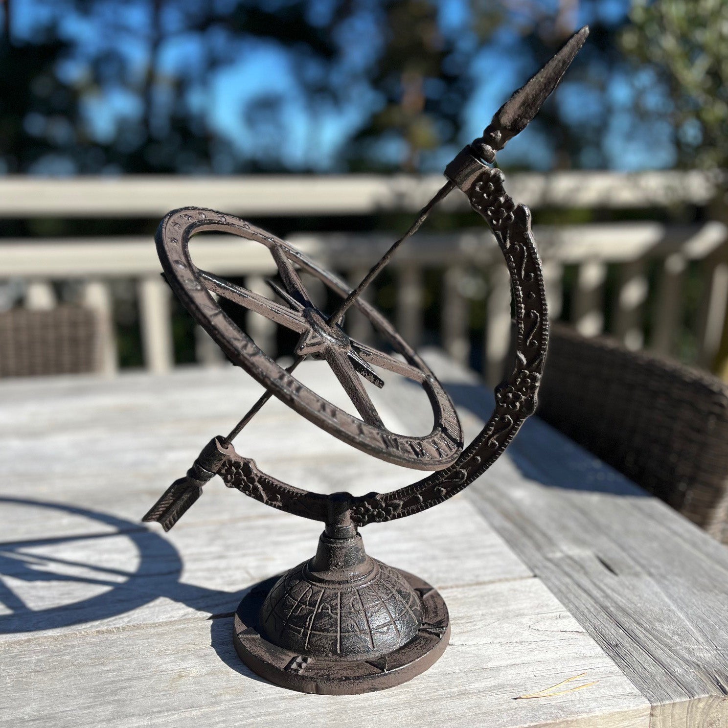 Armillary Garden Sundial Made from Cast Iron in a Vintage Traditional Style