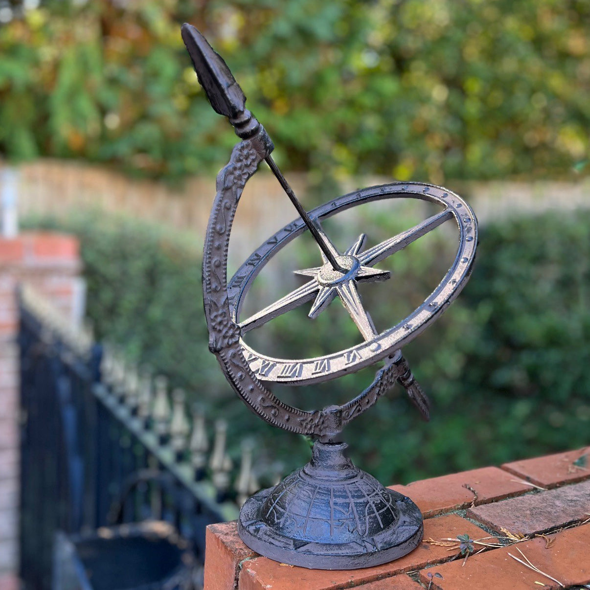 Armillary Garden Sundial Made from Cast Iron in a Vintage Traditional Style