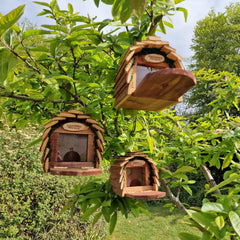 Wooden Hanging Garden Squirrel Feeders with Platform (Set of 3)