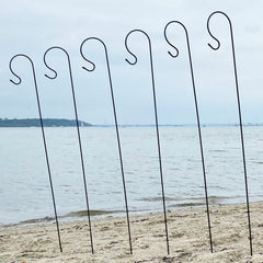 Shepherds Crook Black Metal Garden Border Hooks (1.2m) - Pack of 10