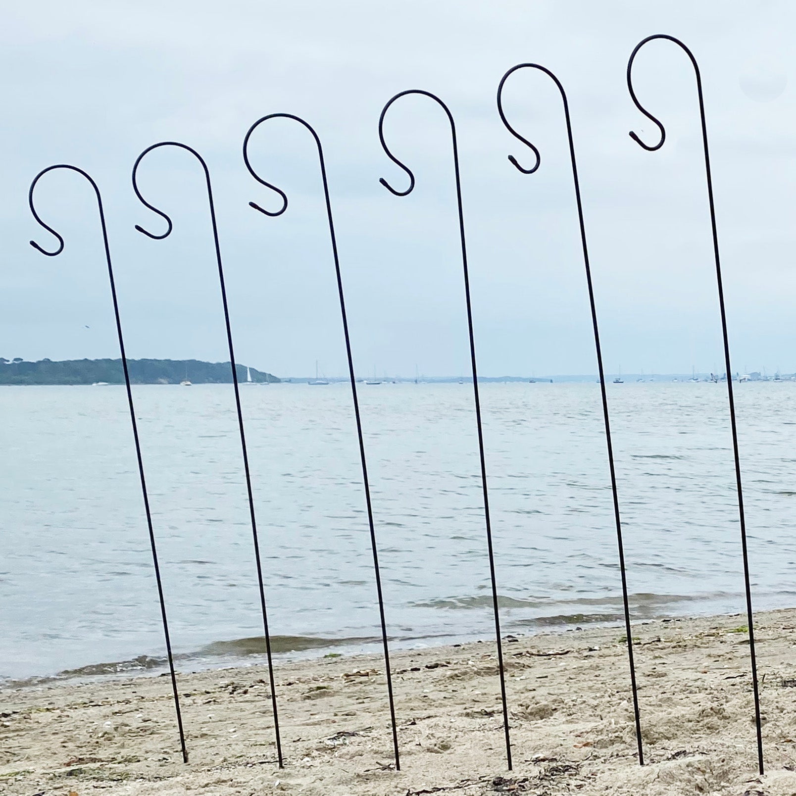 Shepherds Crook Black Metal Garden Border Hooks (1.5m) - Pack of 10