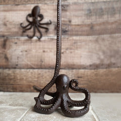 Cast Iron Octopus Shaped Loo Roll Holder and Wall Hook Rack