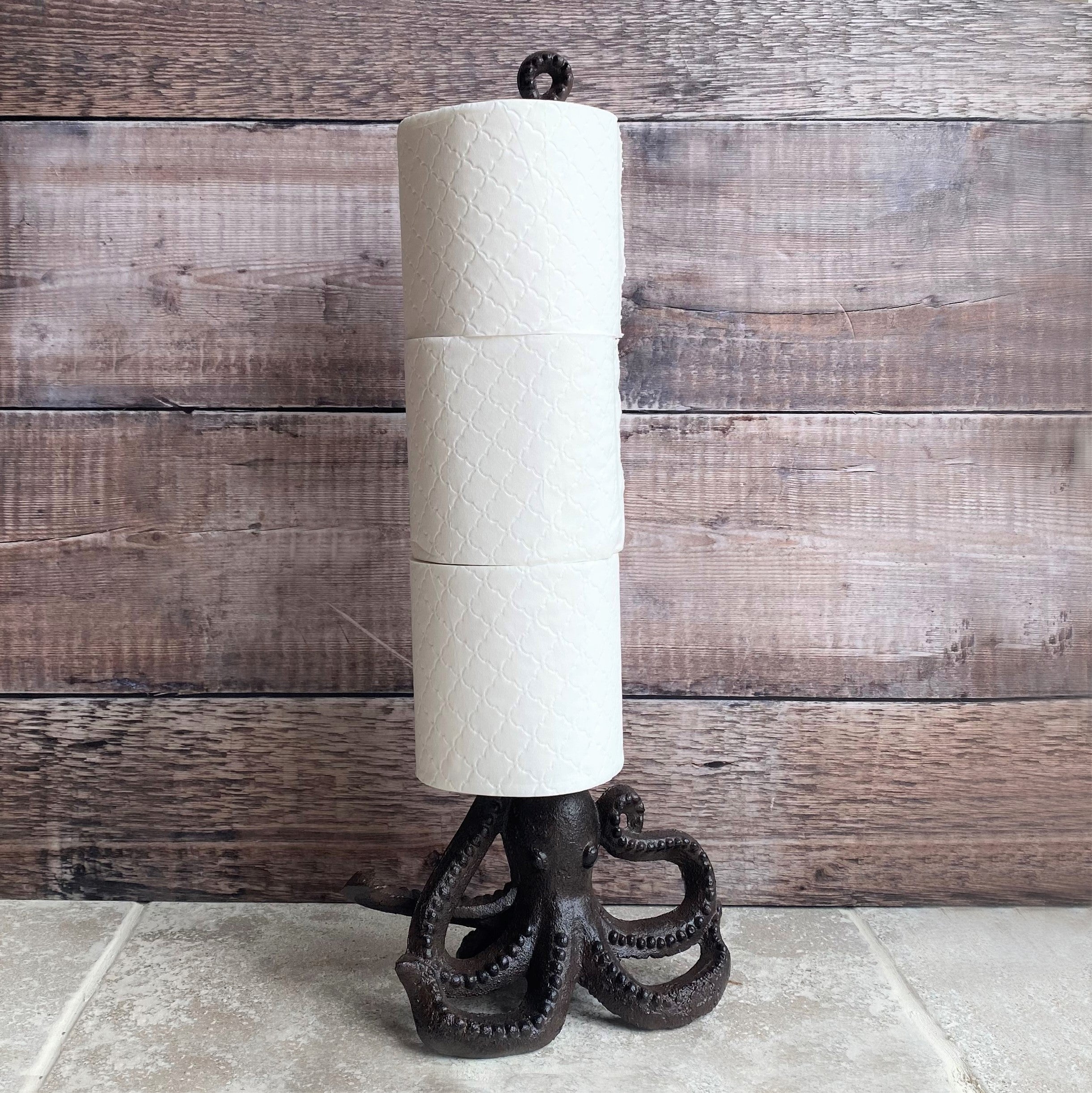 Cast Iron Octopus Shaped Loo Roll Holder and Wall Hook Rack