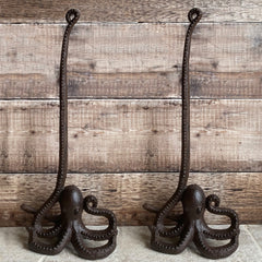 Cast Iron Octopus Shaped Loo Roll Toilet Paper Holder Store (Set of 2)
