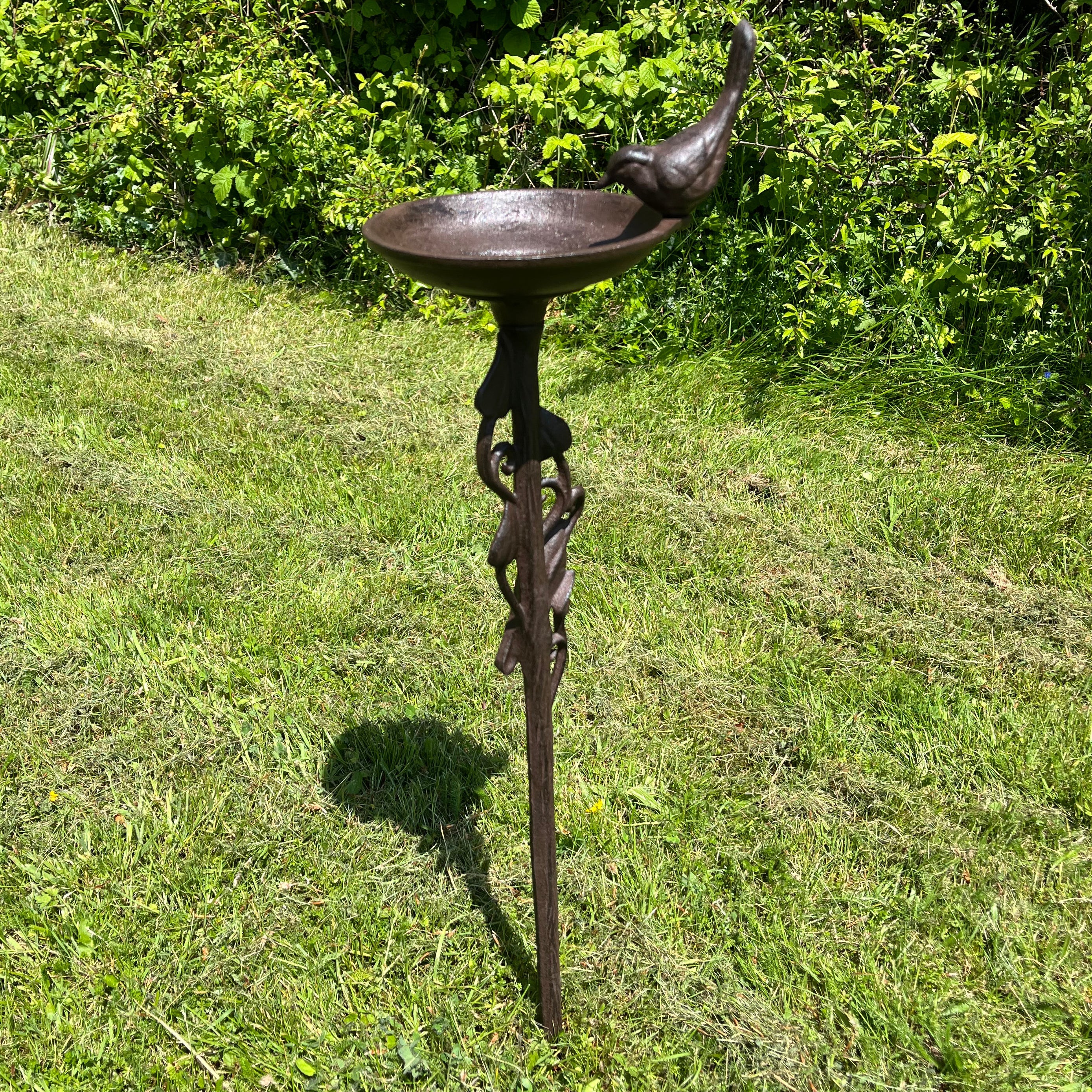 Ornate Cast Iron Bird Bath Ground Stake