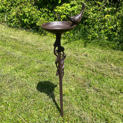 Ornate Cast Iron Bird Bath Ground Stake