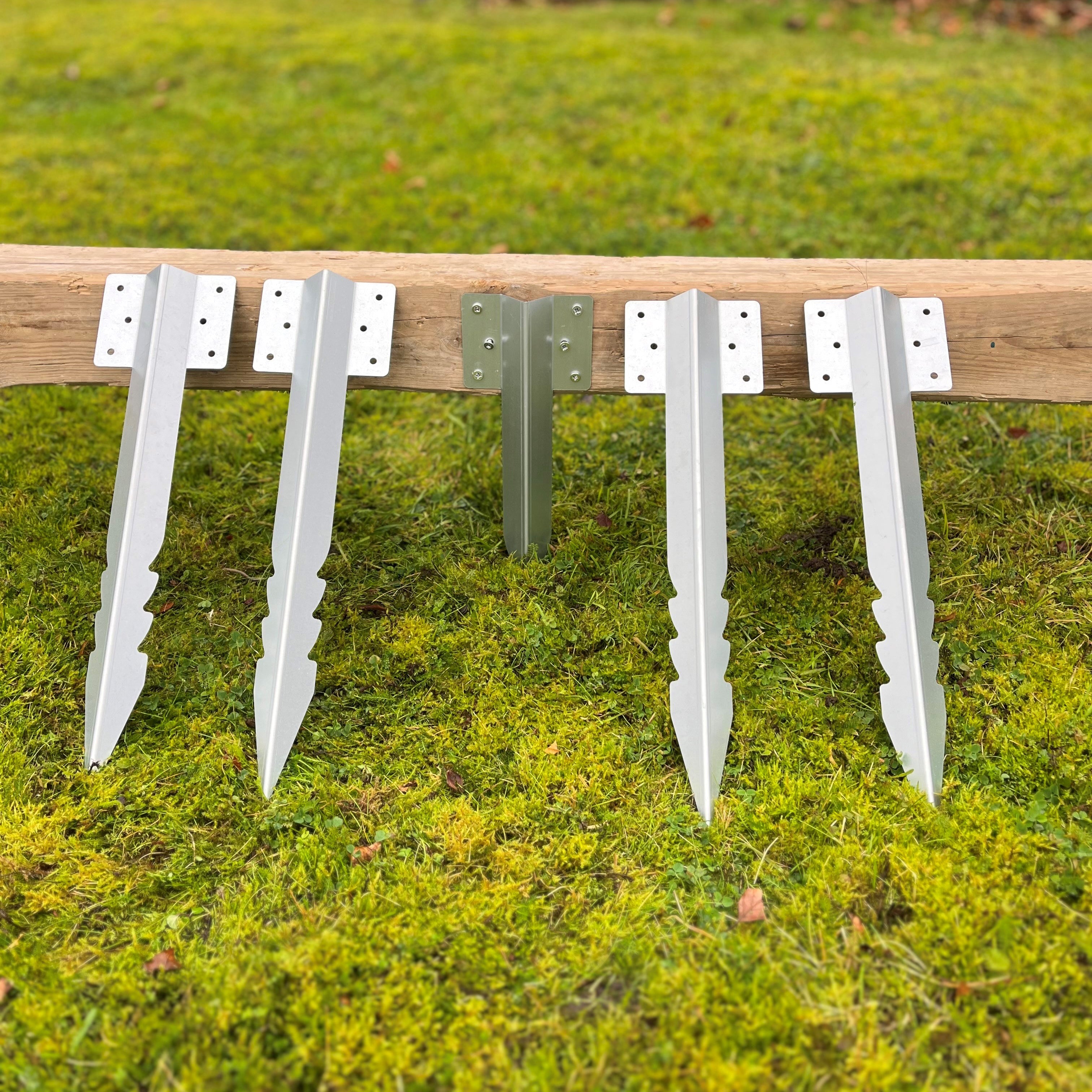 Straight Galvanised Metal Railway Sleeper Brackets (Pack of 10)