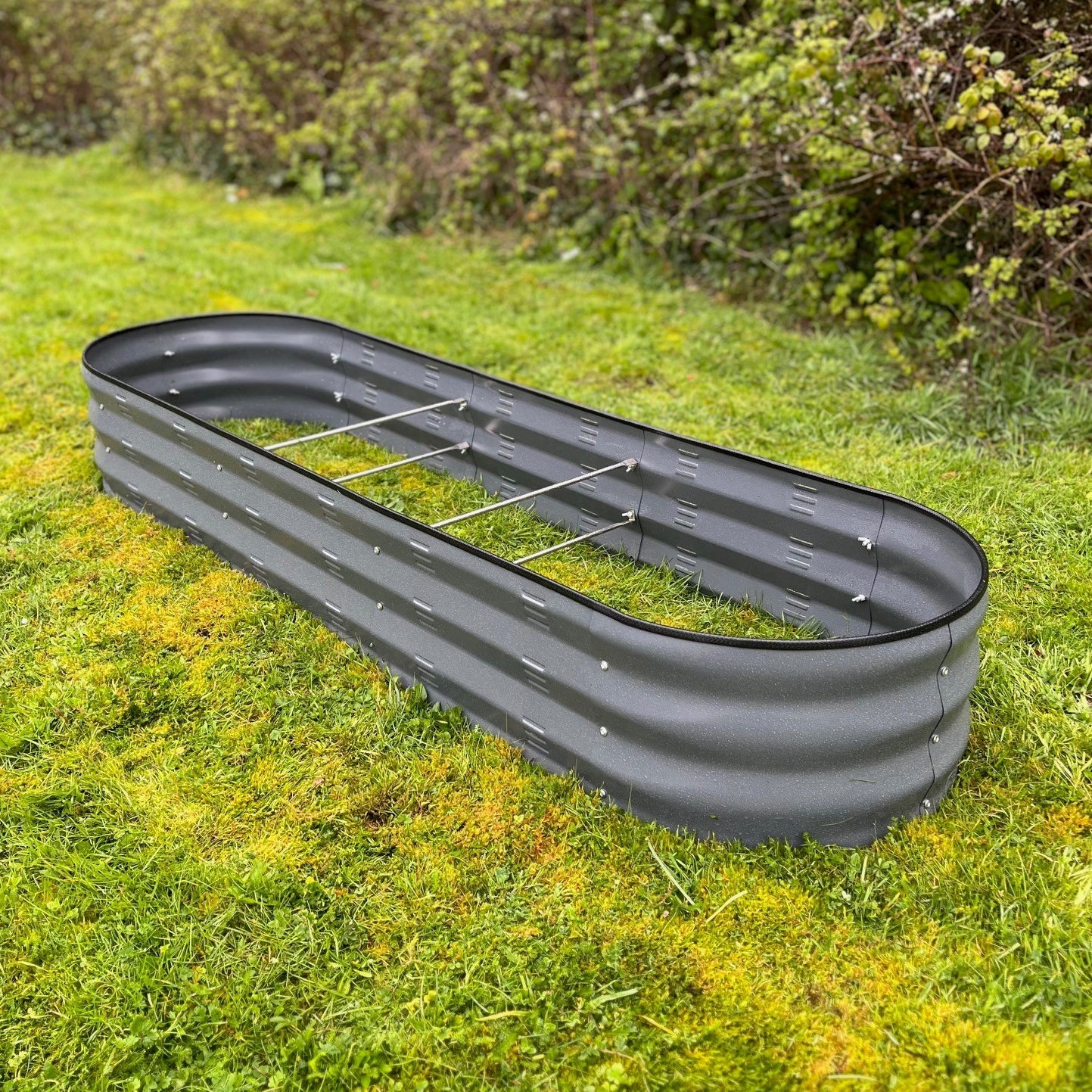 Large Metal Oval Raised Vegetable Bed in Dark Grey (170cm) - Pack of 2