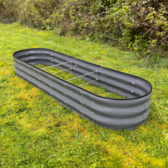 Large Metal Oval Raised Vegetable Bed in Dark Grey (170cm) - Pack of 2