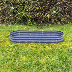 Large Metal Oval Raised Vegetable Bed in Dark Grey (170cm) - Pack of 2