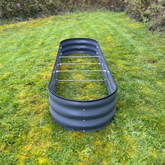 Large Metal Oval Raised Vegetable Bed in Dark Grey (170cm) - Pack of 2