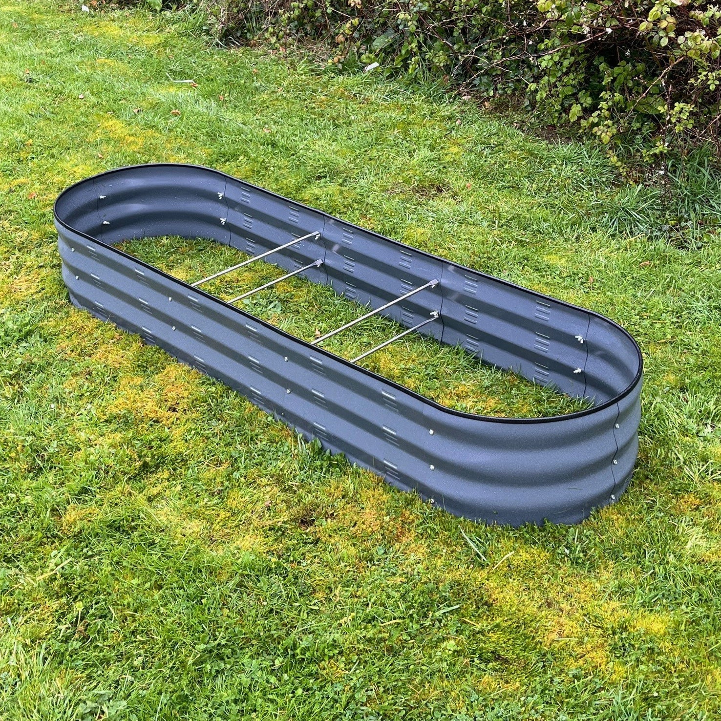 Large Metal Oval Raised Vegetable Bed in Dark Grey (170cm) - Pack of 2