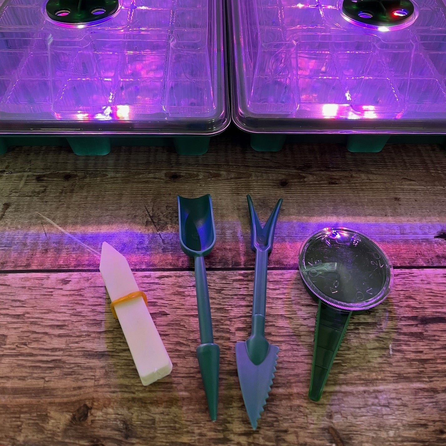 Plant Propagator 40 Cell Seed Tray Set with Full Spectrum USB Grow Lights - Pack of 2