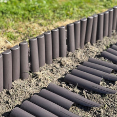 Plastic Log Roll Style Wood Effect Garden Lawn Edging (27.5cm x 24cm) - 16 Panels