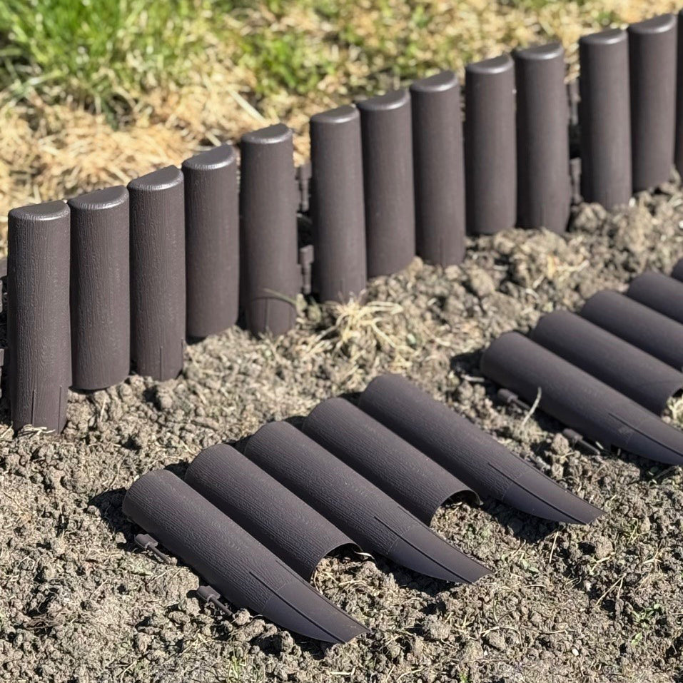 Plastic Log Roll Style Wood Effect Garden Lawn Edging (27.5cm x 24cm) - 16 Panels