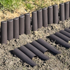 Plastic Log Roll Style Wood Effect Garden Lawn Edging (27.5cm x 24cm) - 16 Panels