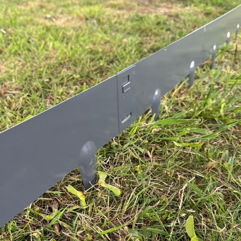 Metal Garden Lawn & Border Edging in Grey (106cm x 8cm) - 20 Panels